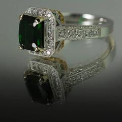 Chrome Tourmaline Diamond Gold Ring