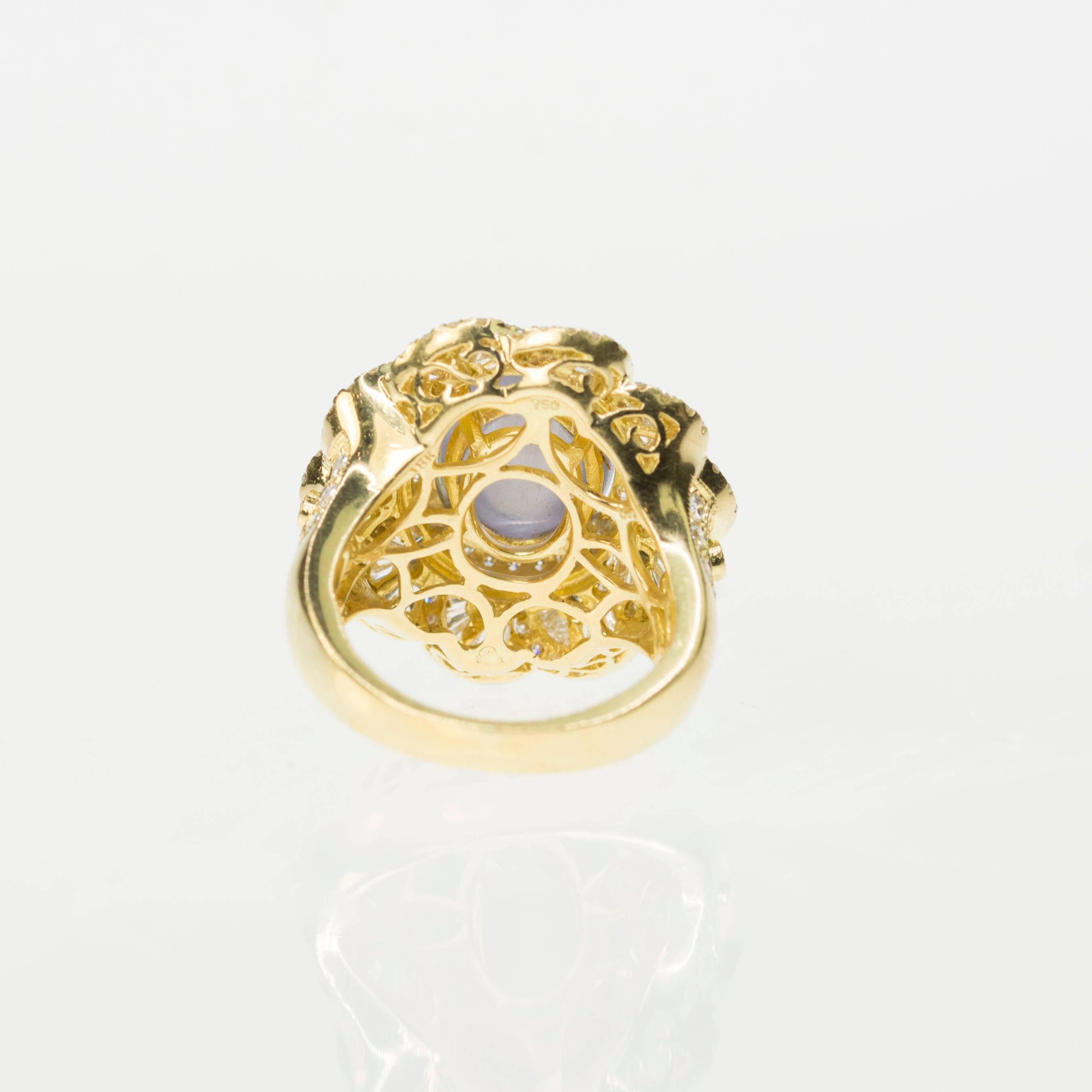 Women's or Men's Star Sapphire diamond Gold Ring
