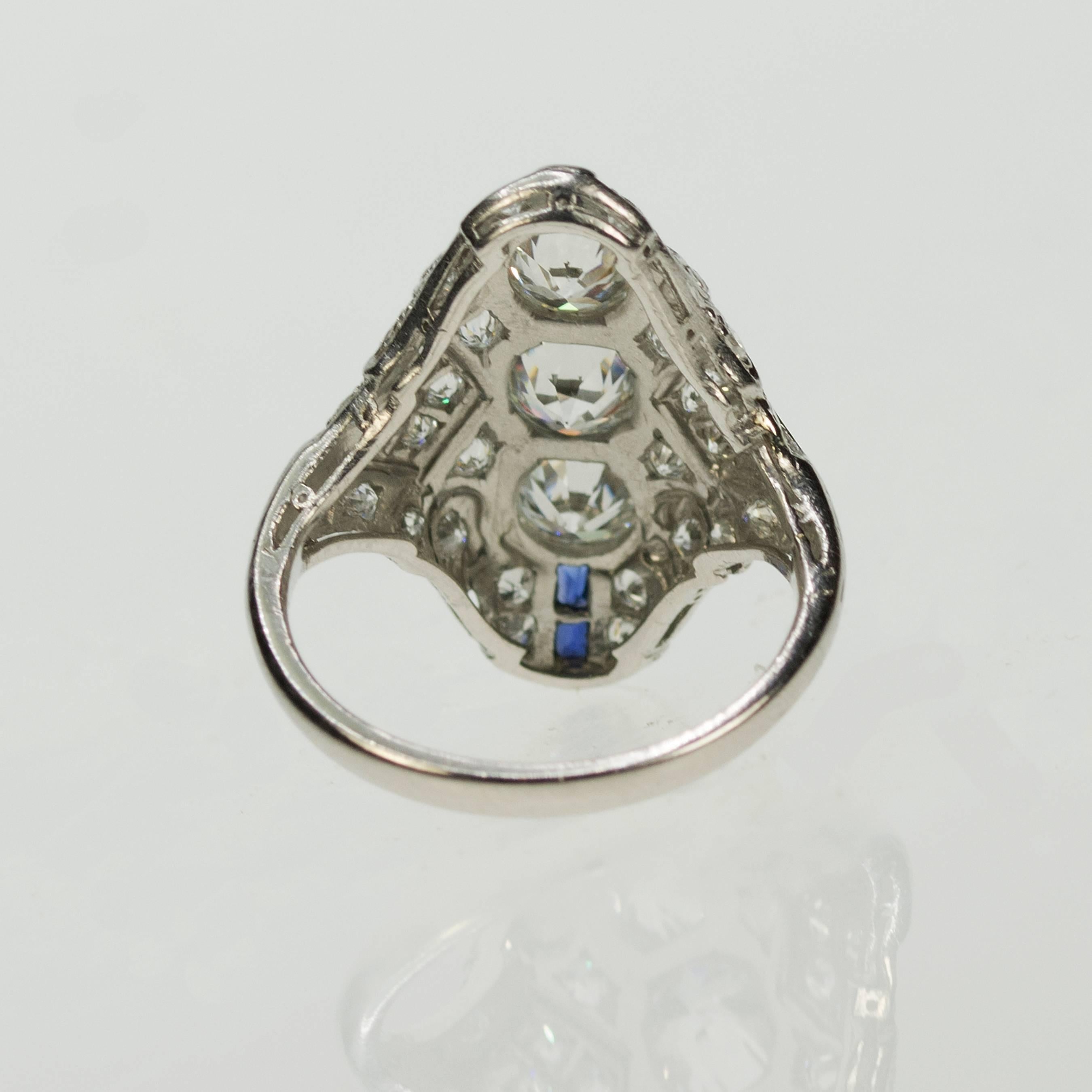 Women's or Men's Art Deco Platinum Ring For Sale