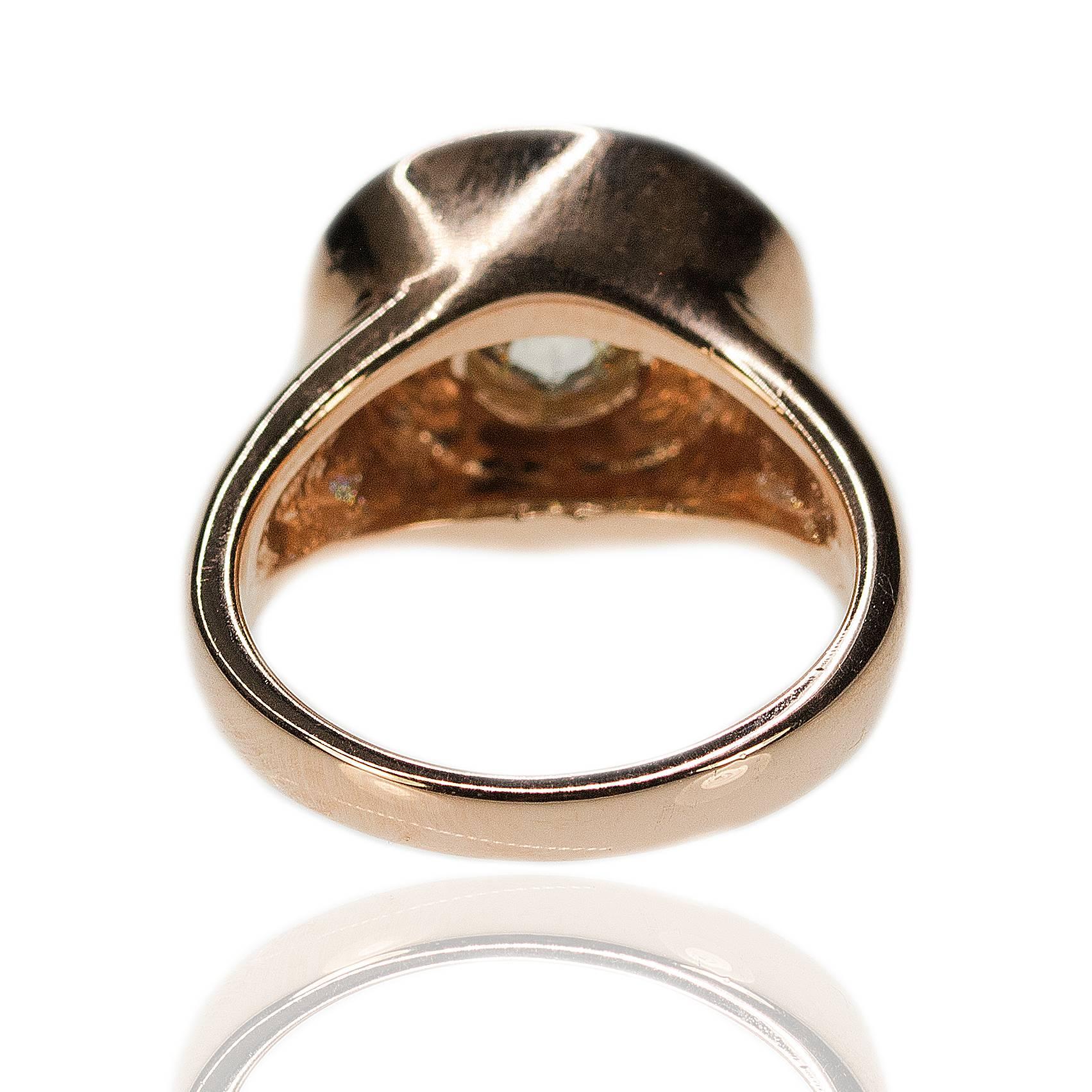 Anello con bottone in oro rosa Diamond In condizioni ottime in vendita a Sarasota, FL