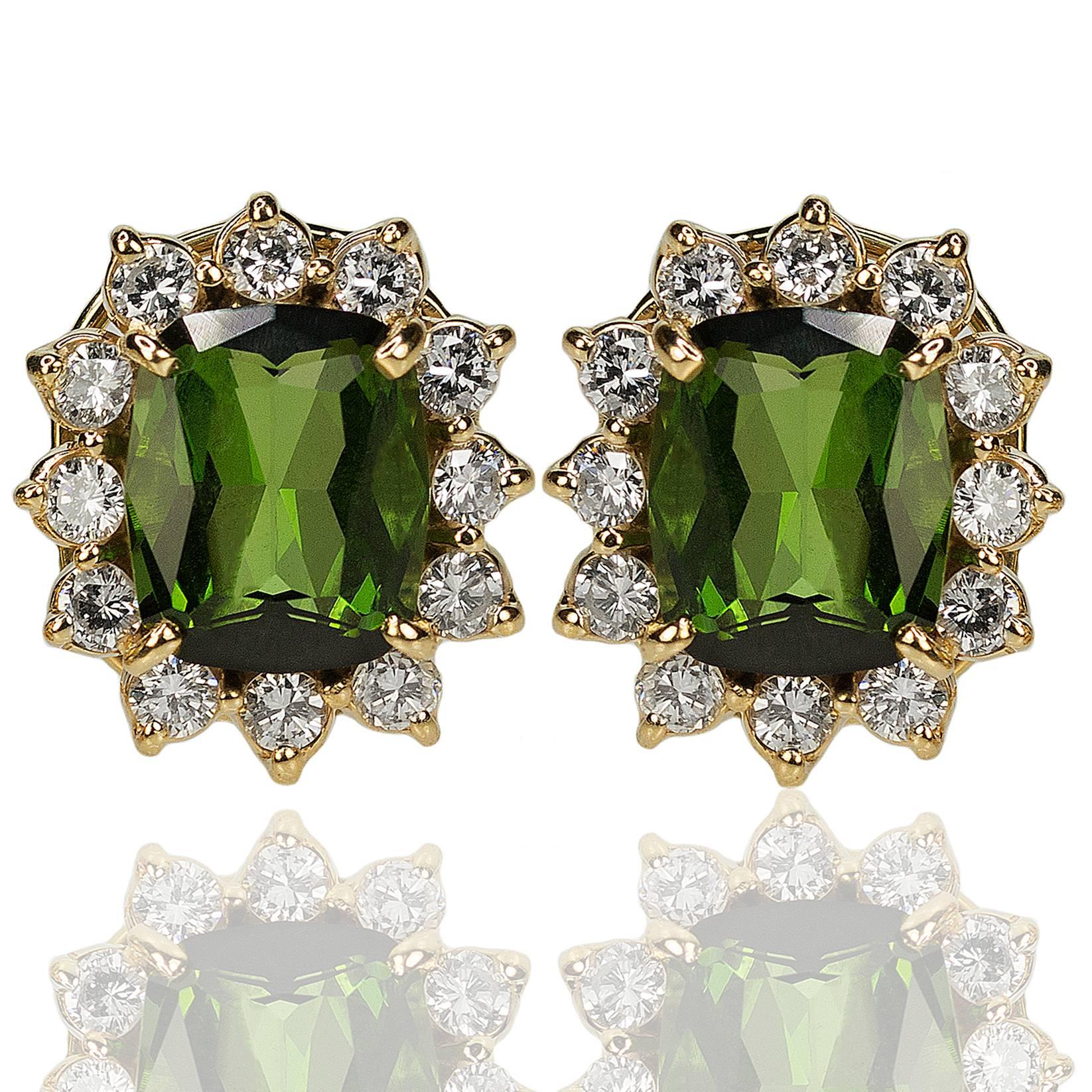 Women's or Men's Tourmaline Diamond Cluster Earring Ring Suite