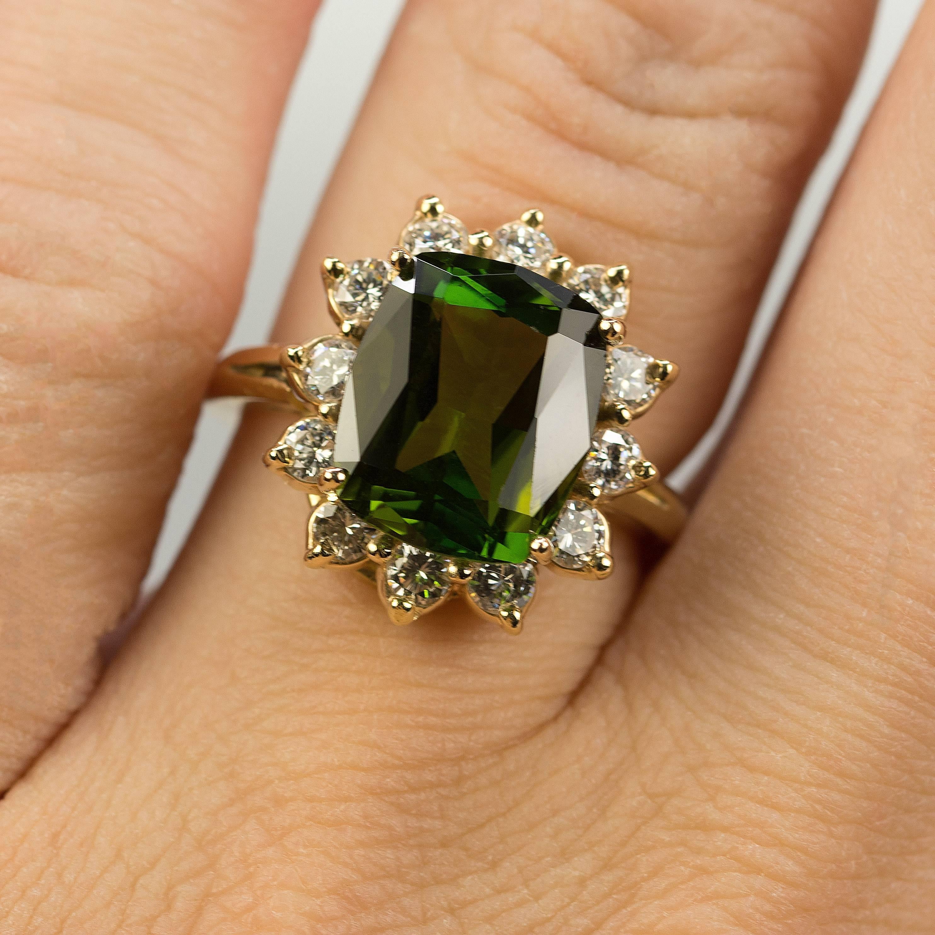 Tourmaline Diamond Cluster Earring Ring Suite 1