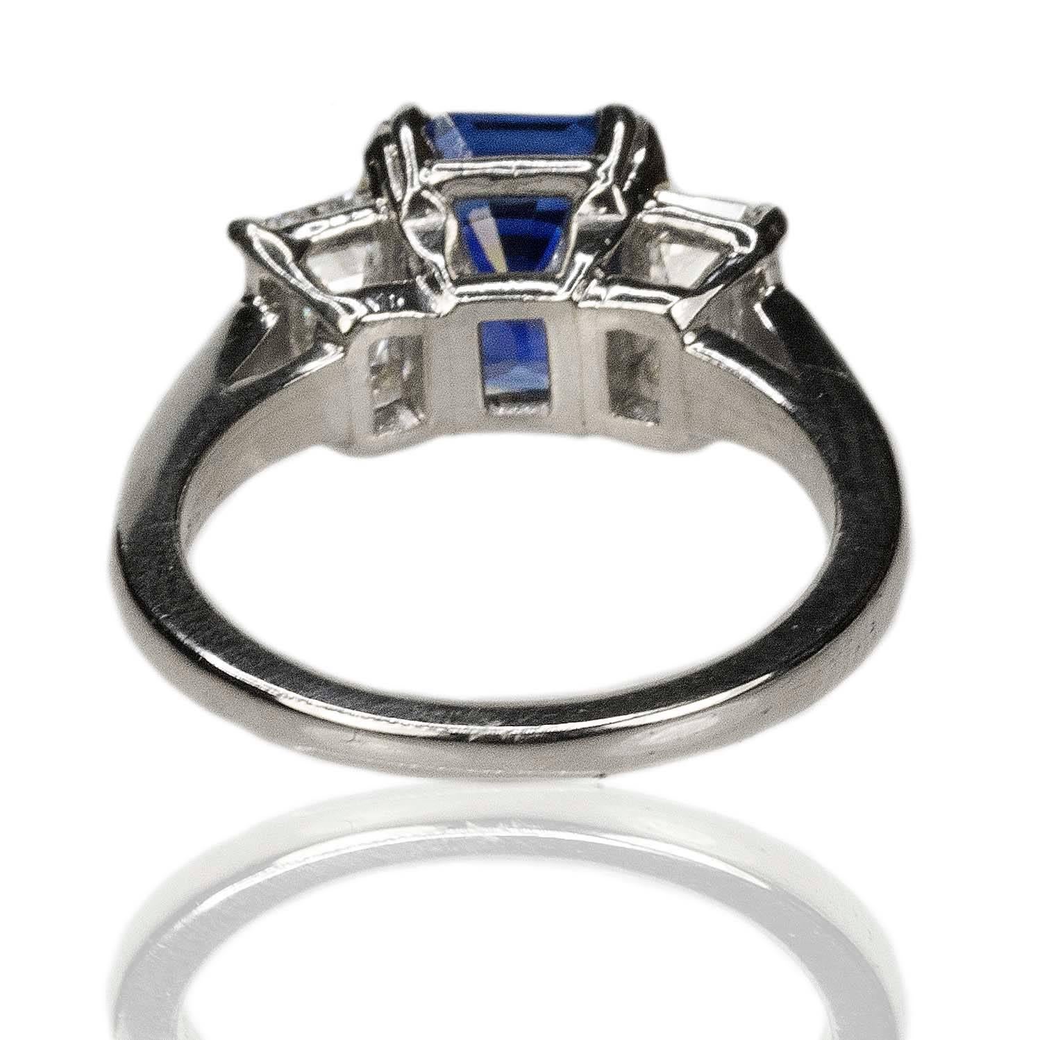 Women's or Men's Platinum Royal Blue Sapphire Ring