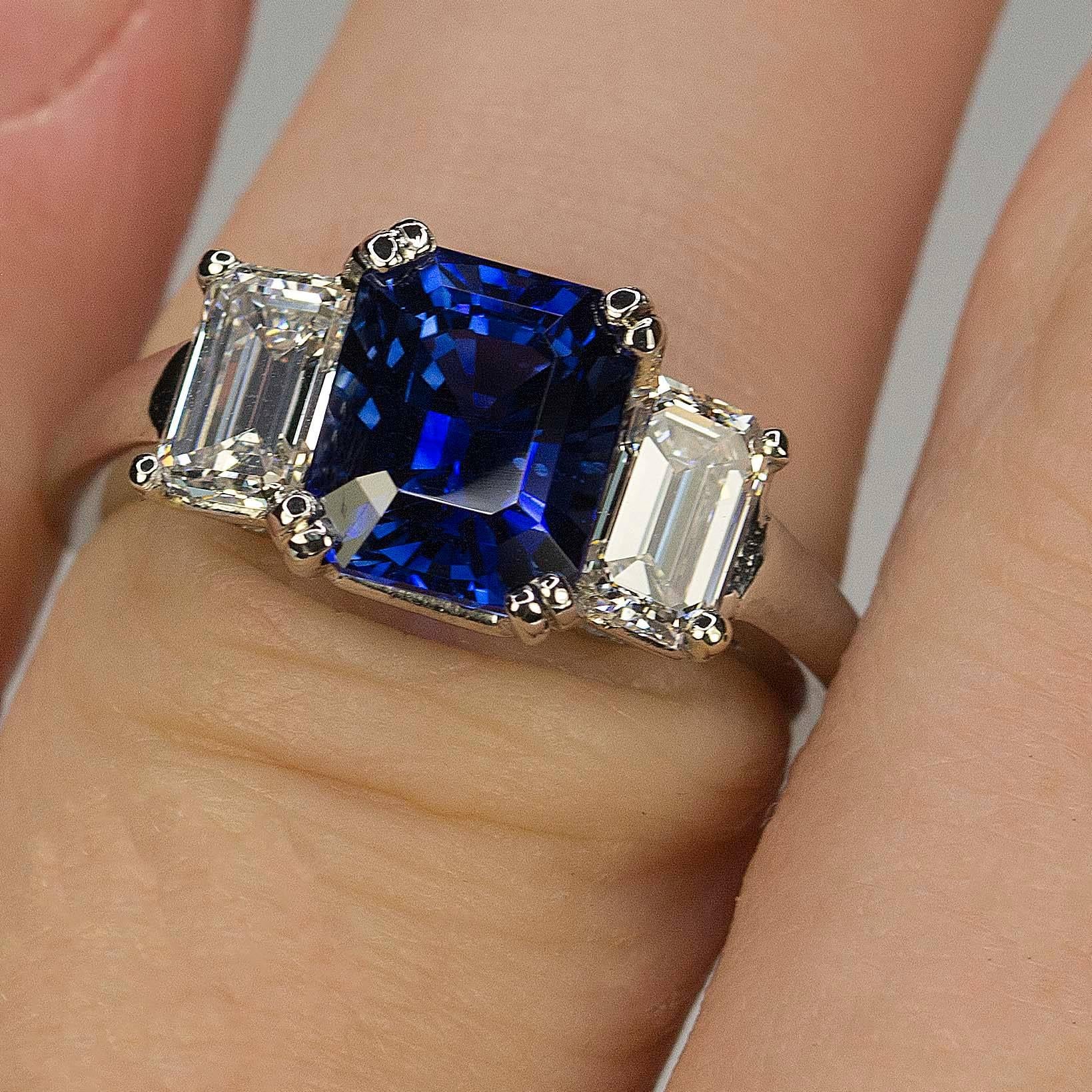 Platinum Royal Blue Sapphire Ring 1