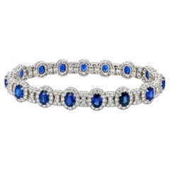 Bracciale in oro bianco 18 carati con zaffiri blu e diamanti