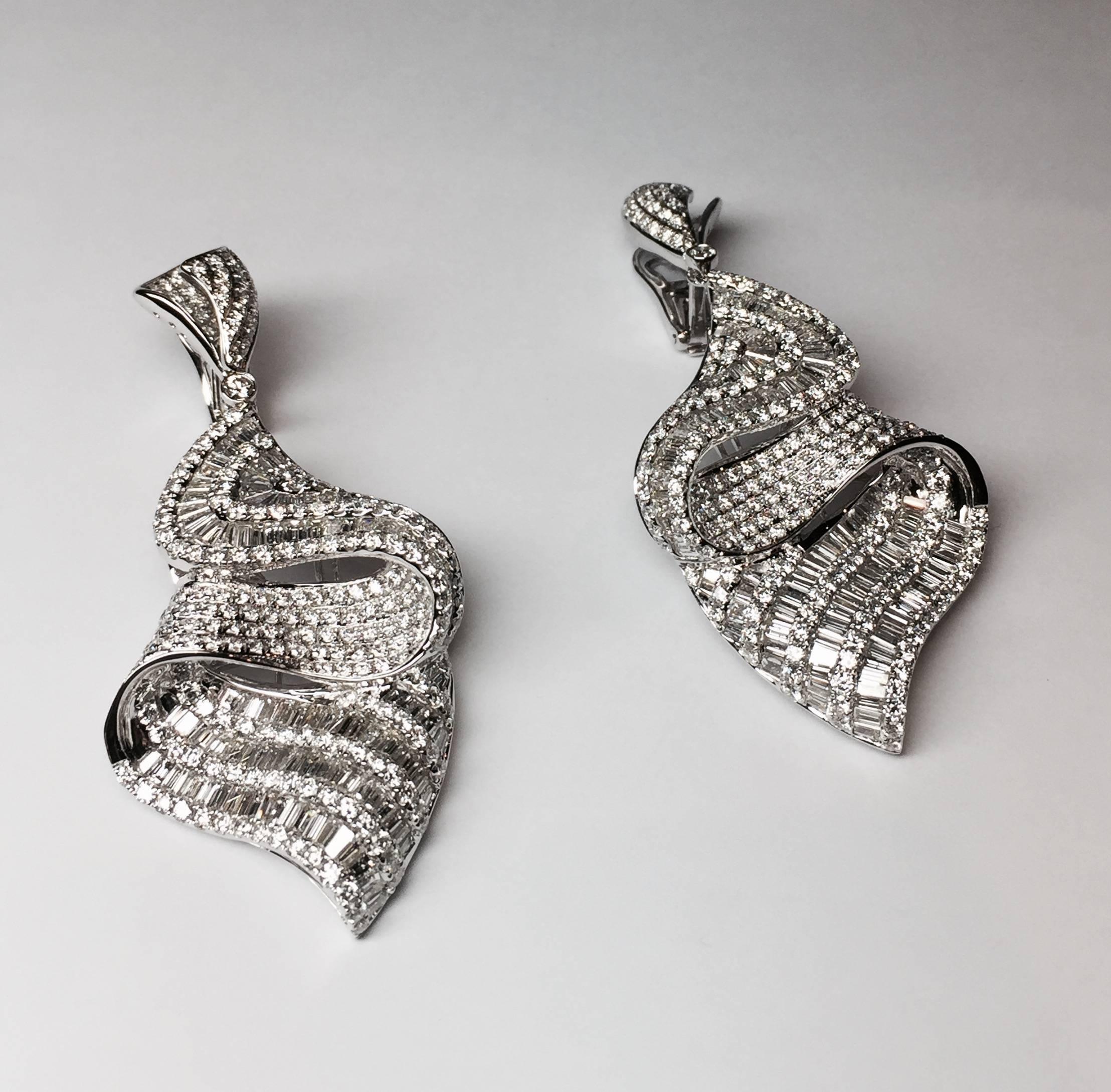 Modern Diamond Gold Chandelier Earrings
