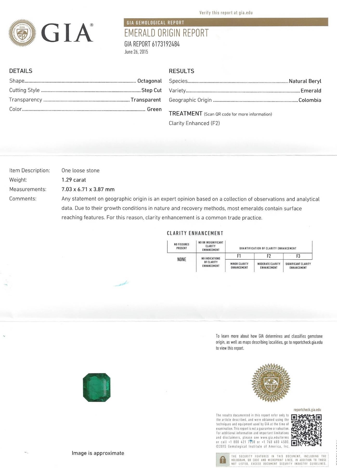 Modern GIA certified Colombian Emerald Diamond Platinum Earrings