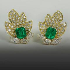 Keith Davis Colombian Emerald Gold Earrings