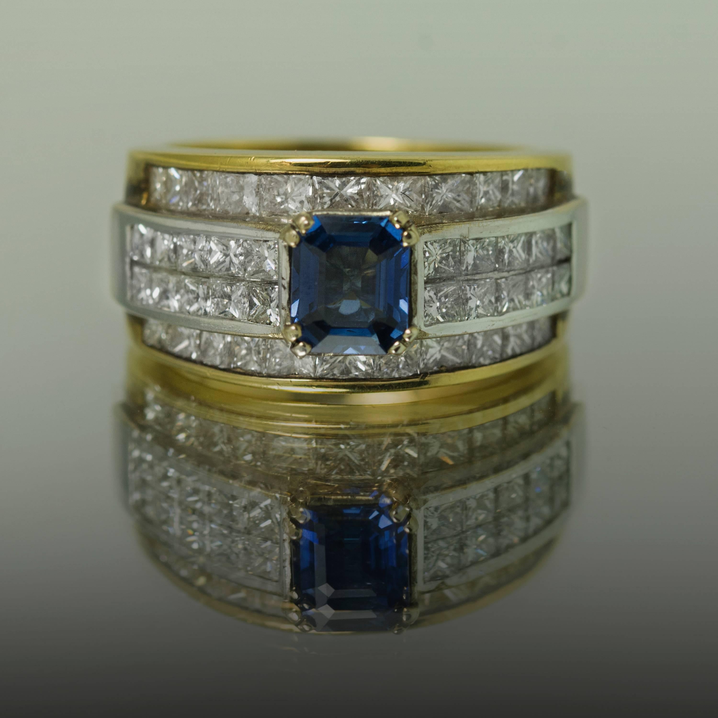 Modern Sapphire Gold Ring For Sale