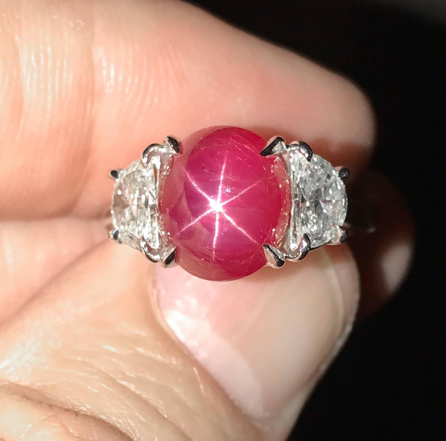 6.19 Carat Burma Star Ruby Diamond Platinum Ring For Sale at 1stdibs