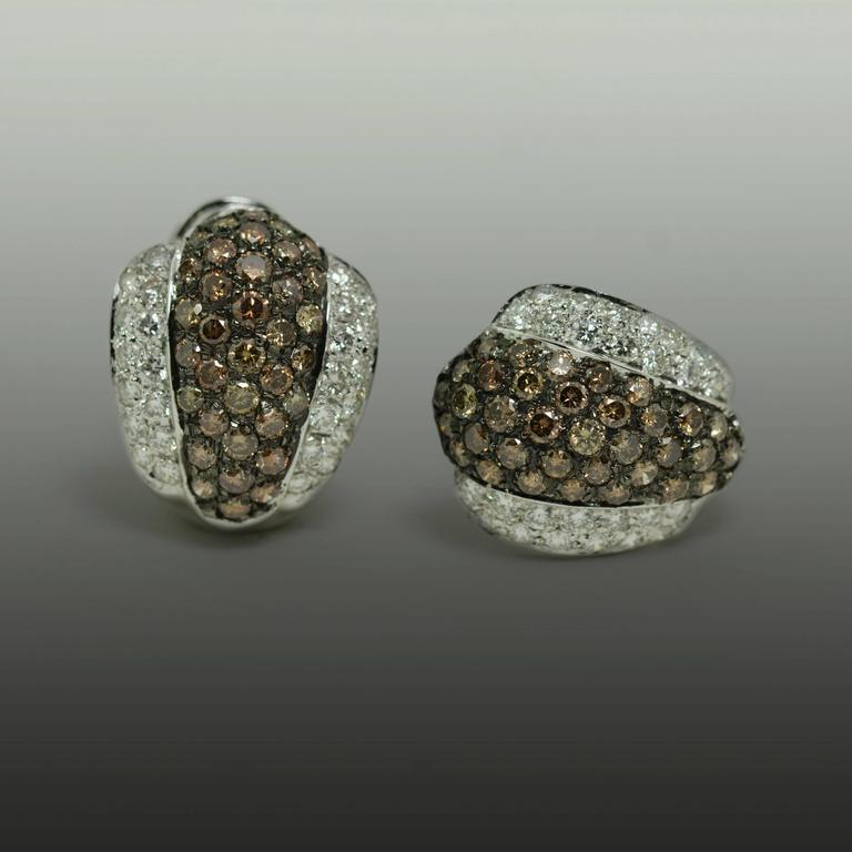 Chocolate Diamond Platinum Earrings For Sale at 1stDibs chocolate