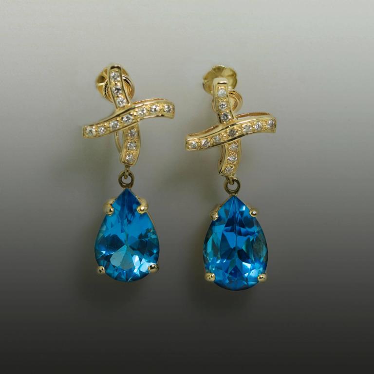 Topaz Diamond Gold Earrings For Sale (Free Shipping) at 1stDibs
