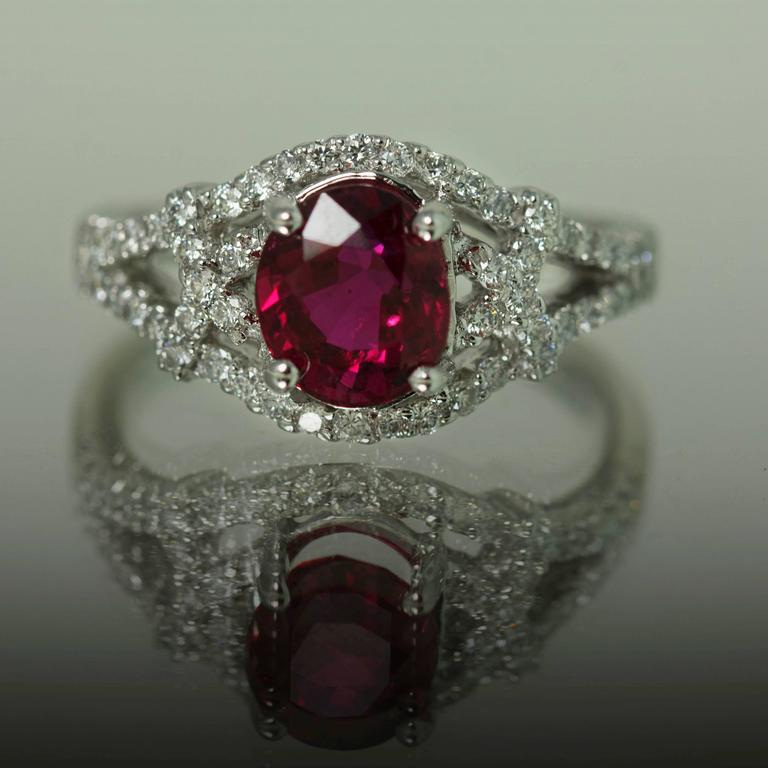 1.99 Carat Ruby Diamond Gold Ring For Sale at 1stDibs