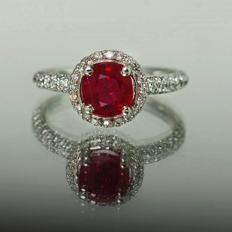 1.81 Carat Burma Ruby Diamond Gold Ring For Sale at 1stDibs