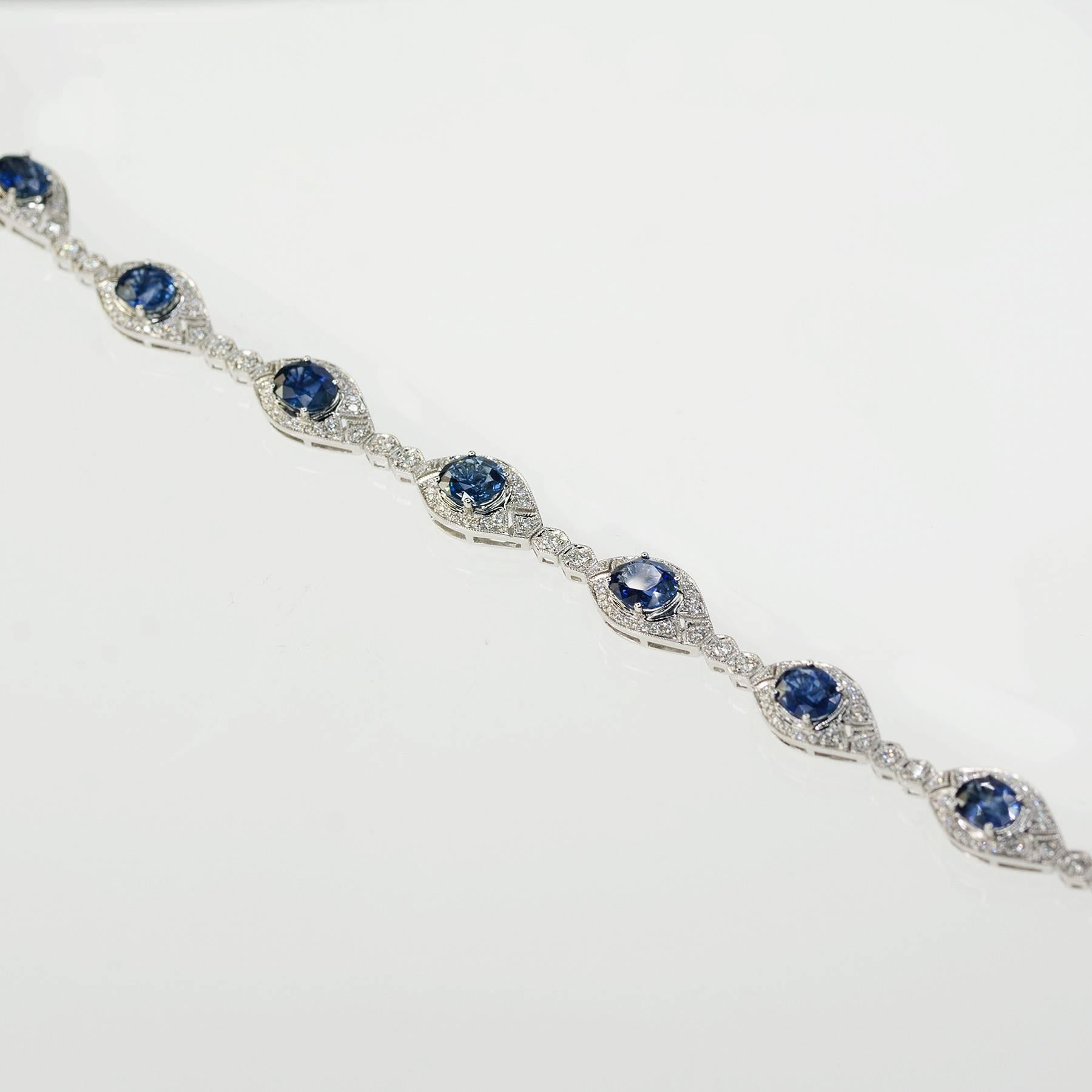 Sapphire  Diamond Bracelet In Excellent Condition In Sarasota, FL
