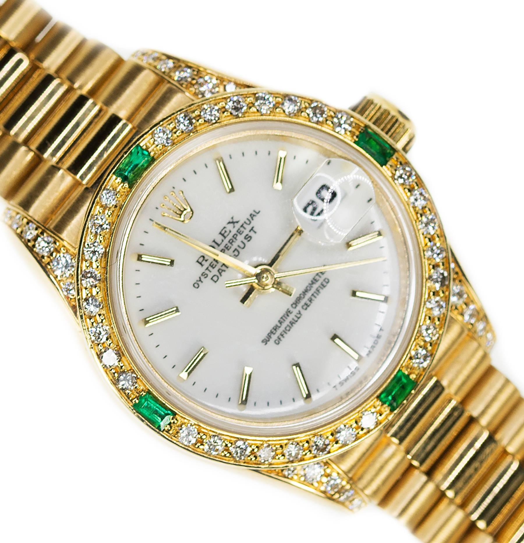 Women's Rolex Ladies Yellow Gold President Oyster Perpetual Wristwatch