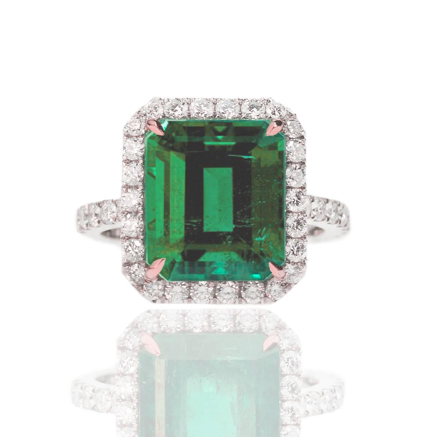 AGL Certified Colombian Emerald Gold Ring 1