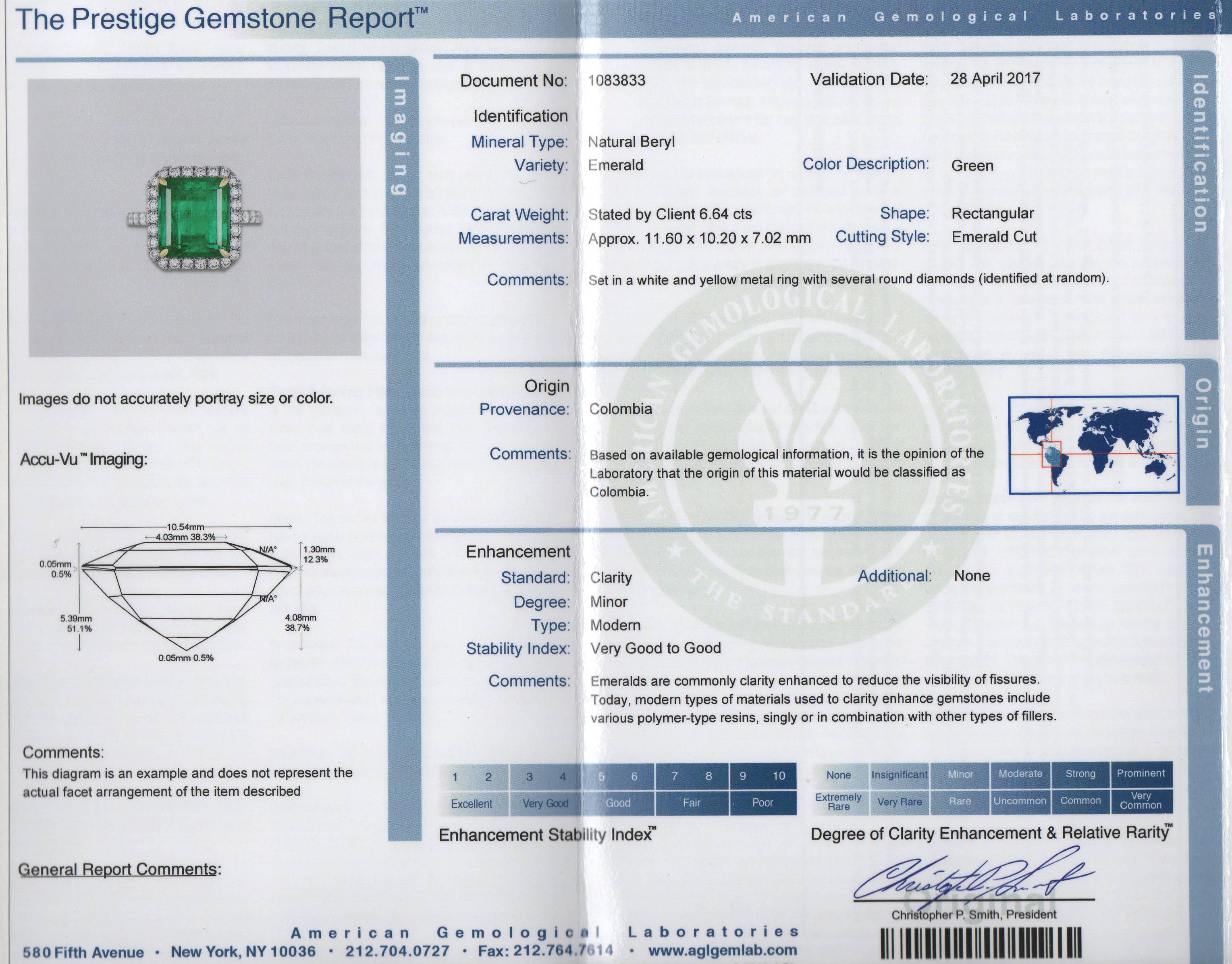 AGL Certified Colombian Emerald Gold Ring 2