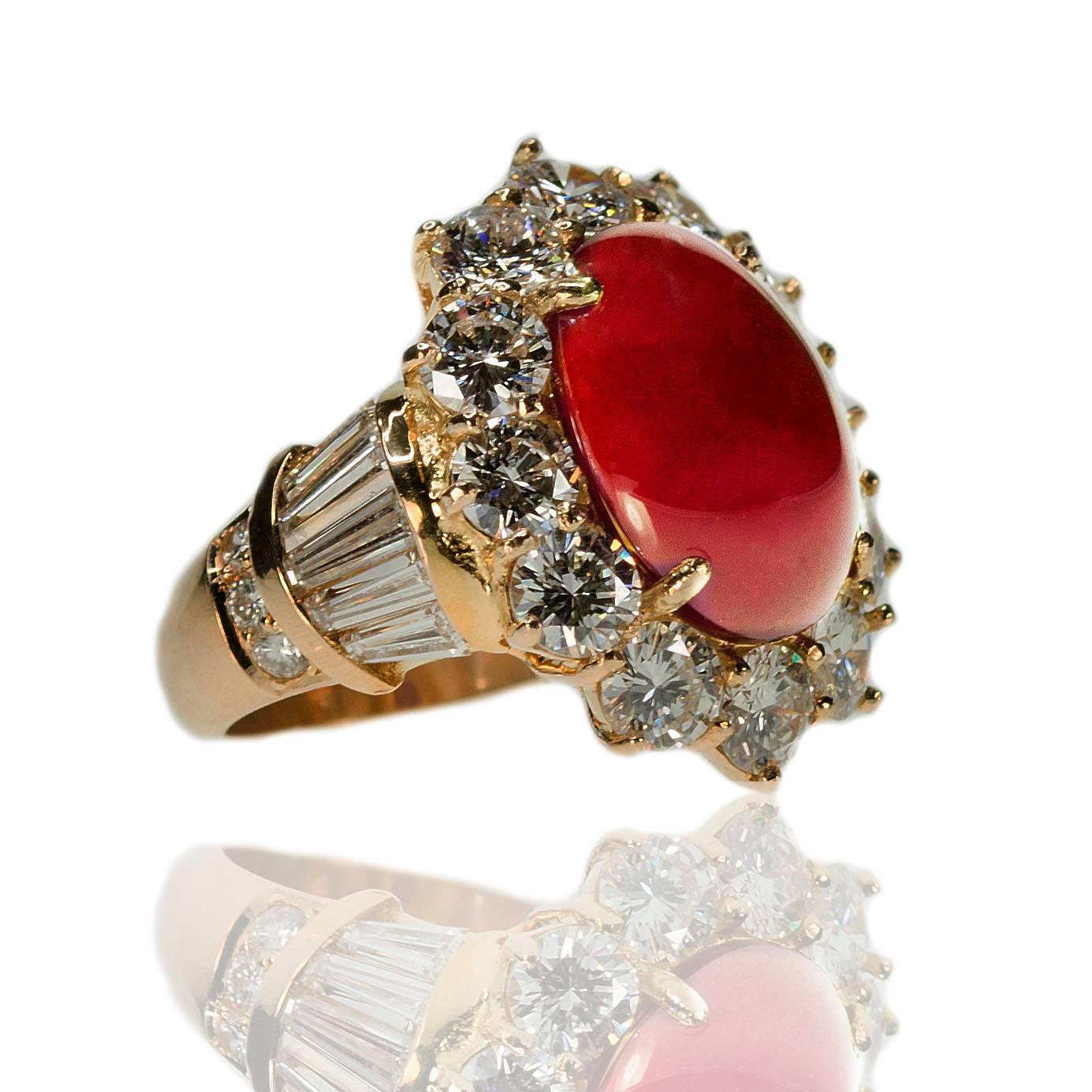 Burma Ruby Diamond Ring In Excellent Condition For Sale In Sarasota, FL