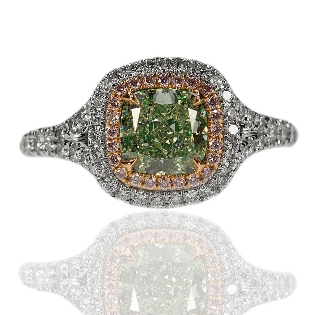 Women's or Men's Natural Green Diamond Ring