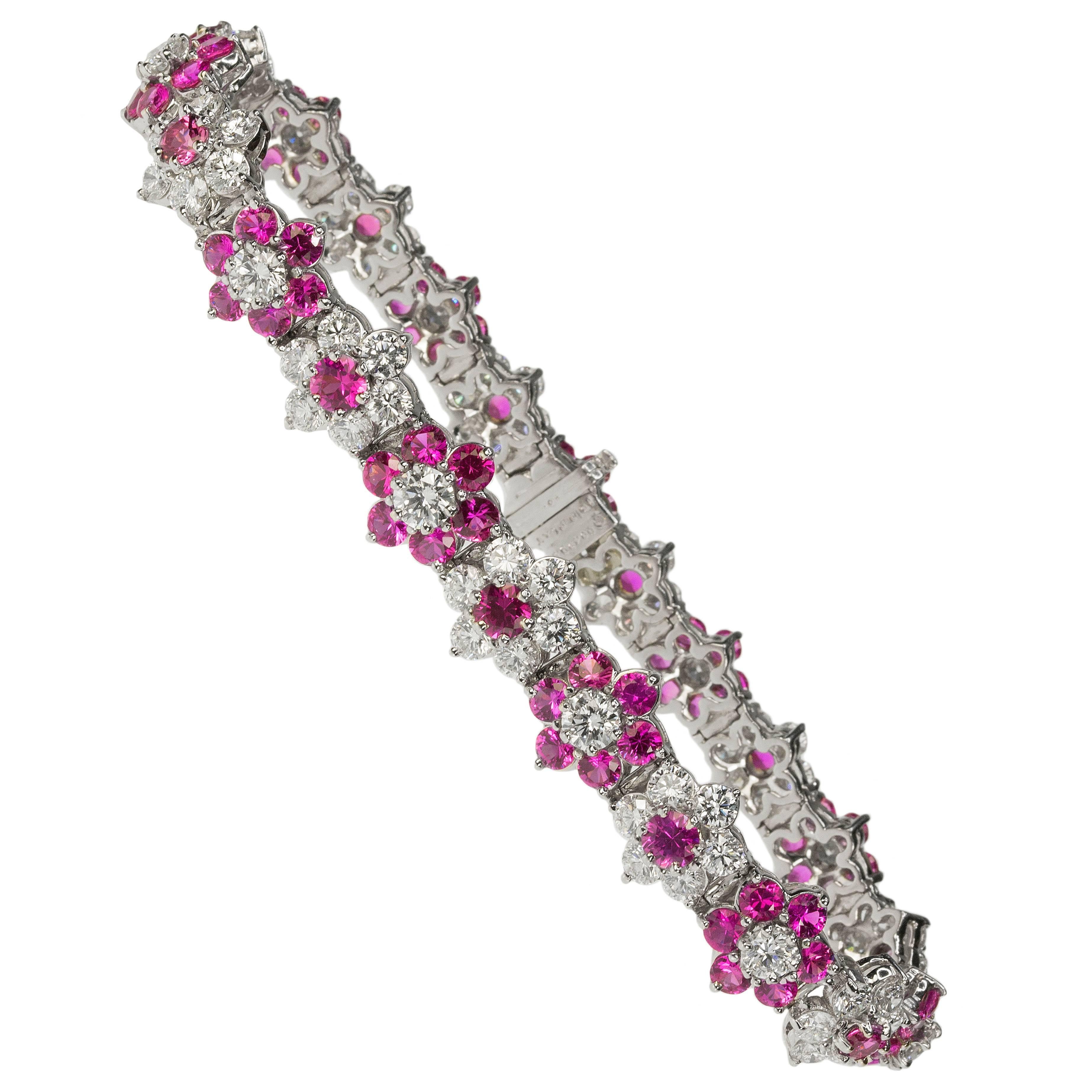 Women's or Men's Oscar Heyman Pink Sapphire and Diamond Bracelet