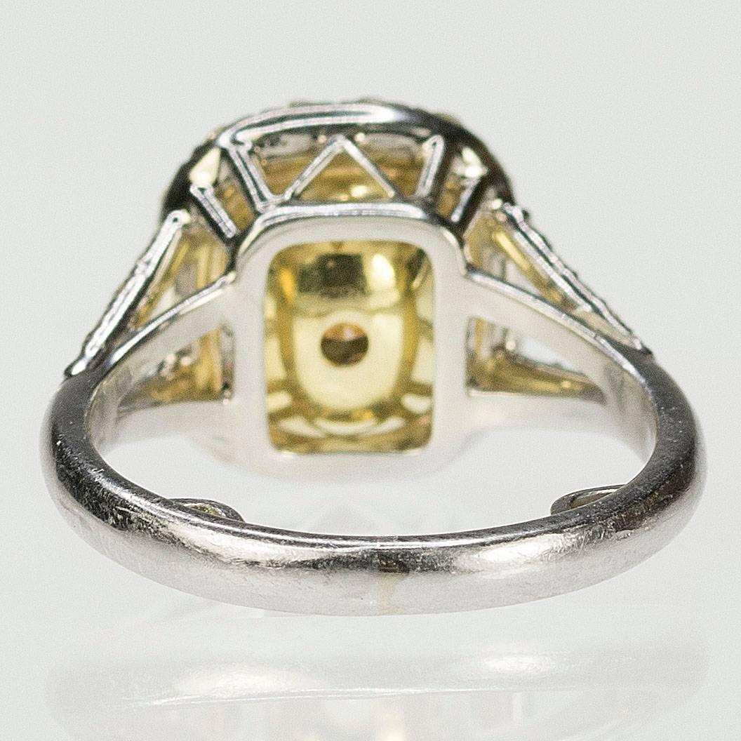 Women's or Men's Canary Yellow Diamond Gold Platinum Ring