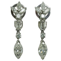 Marquise Diamond Platinum Drop Earrings
