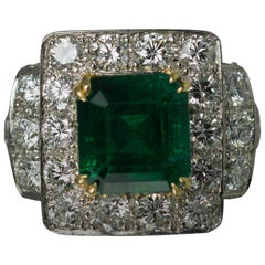 Keith Davis Emerald Diamond Platinum Ring