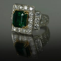 Keith Davis Emerald Diamond Platinum Ring