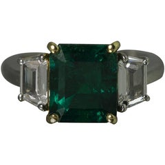 Platinum Ring with Gubelin Certified Emerald