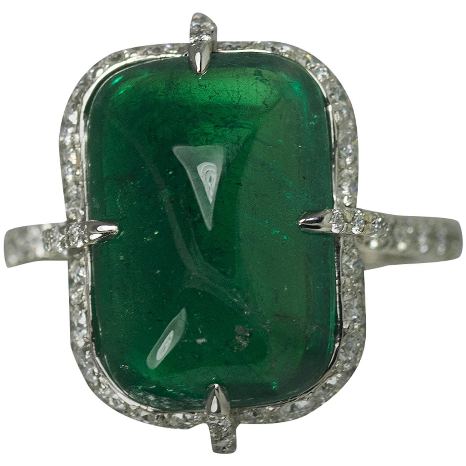 Platinum Ring with Gubelin Certified Emerald For Sale