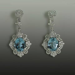 Aquamarine Diamond Gold Earrings
