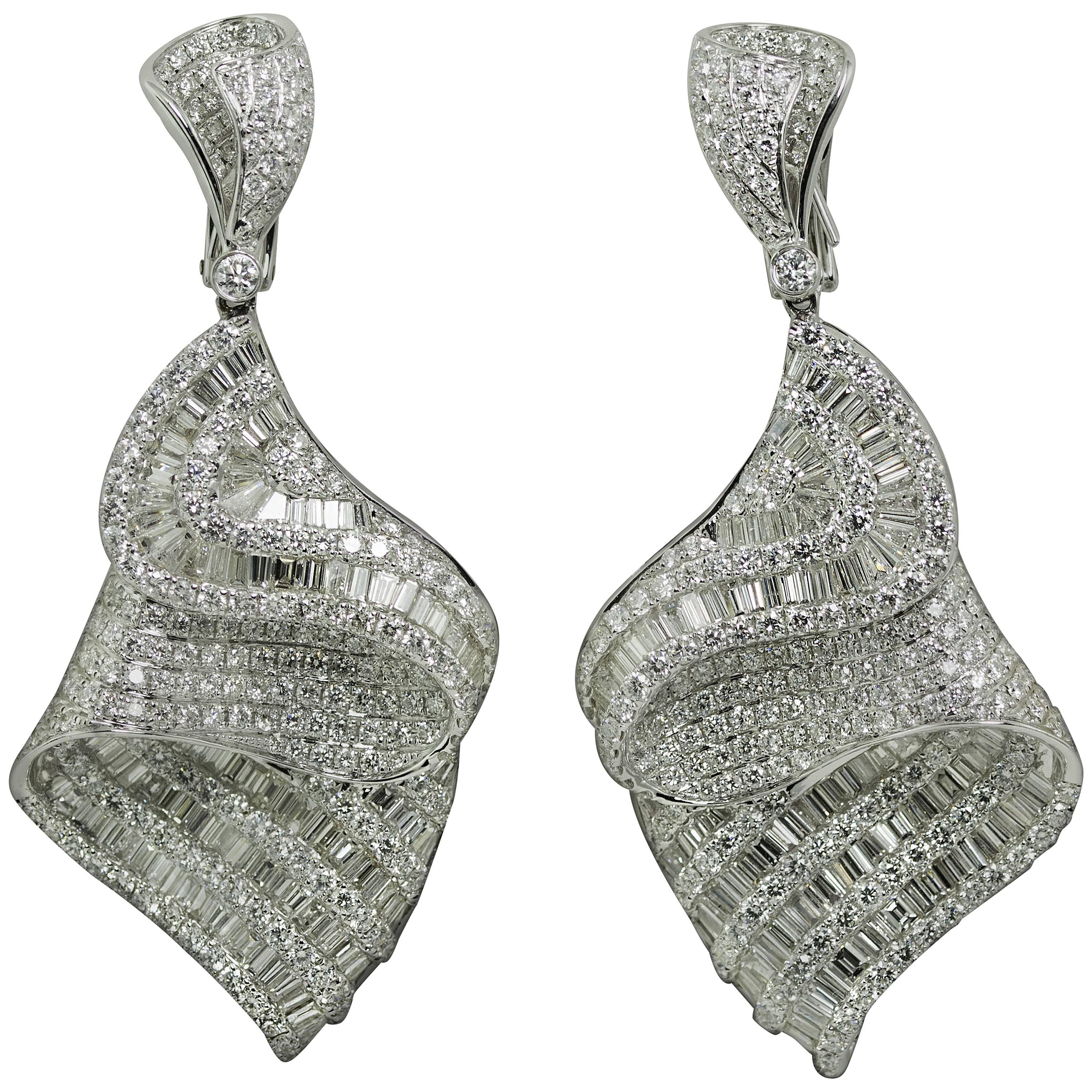 Diamond Gold Chandelier Earrings For Sale