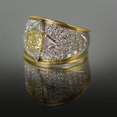 GIA Certified Fancy Yellow Diamond Gold Platinum Ring