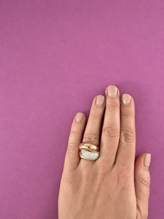 Cocktail rosé and white gold diamond pavé ring by Hulchi Bellini