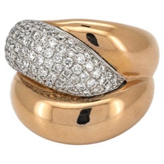 Cocktail rosé and white gold diamond pavé ring by Hulchi Bellini