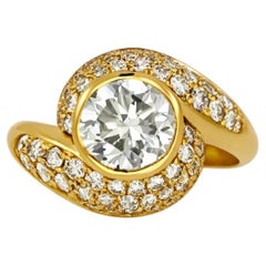 18k Yellow Gold Spiral Tourbillon Ring with 3.00ct Diamonds HRD