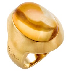 18k yellow gold cabochon citrin Pomellato statement ring, Italy