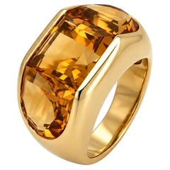 Handmade vintage 18k Yellow Gold Mystery Style Ring with Citrines