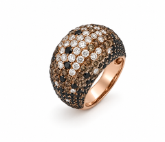 Dome cocktail ring with white champagne and black diamonds