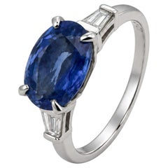 Platinum 3.98ct Ceylon no heat sapphire and diamond ring.