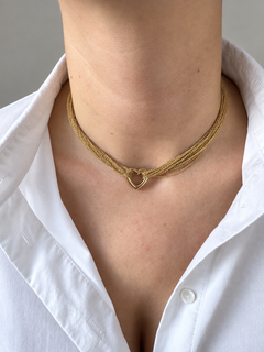 Tiffany & Co 18k yellow gold open heart chocker/necklace
