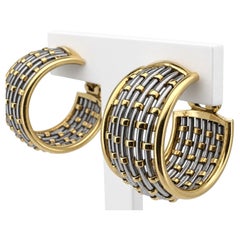 Cartier 18k gold and steel hoop earrings