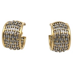 Cartier 18k gold and steel hoop earrings