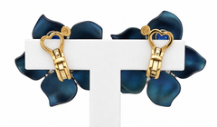 Margherita Burgener flower earrings with Zircon, Diamonds and Titanium