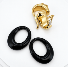 Vintage Chaumet Liens hoop door knocker day to night earrings with onyx