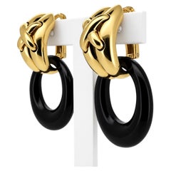 Vintage Chaumet Liens hoop door knocker day to night earrings with onyx