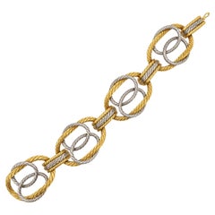 18k White and Yellow gold Italian Wire retro bracelet.