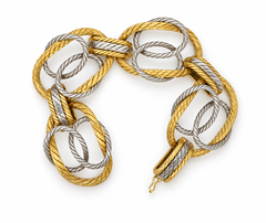18k White and Yellow gold Italian Wire retro bracelet.