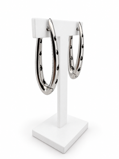 18k white gold Diamond drop earrings hoop 4.00 ct diamonds.